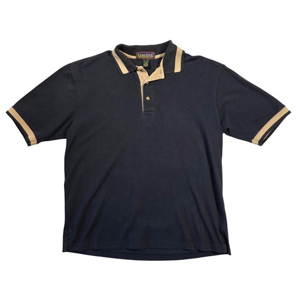 Cross Creek Other - Cross Creek Men Navy Blue Short Sleeve Polo Shirt L Y2k Grunge Punk Skater Baggy